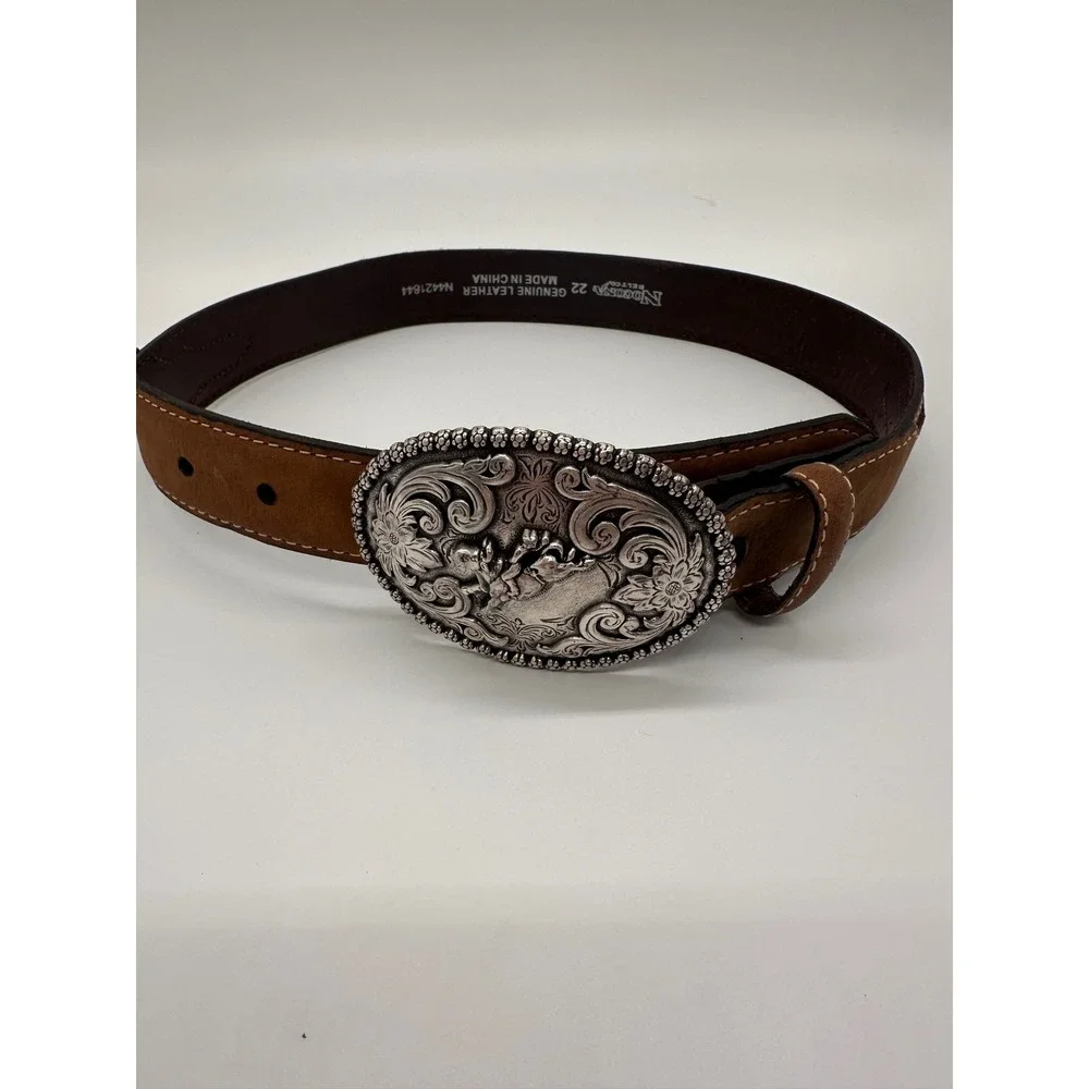 Nocona Belt Co. Western Cowboy Rodeo Buckle Genuine‎ Leather Kids Size 22